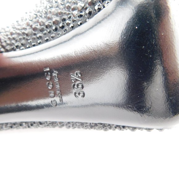 GUCCI Black Crystal Encrusted Open Toe Pumps 36.5 - Picture 8 of 10